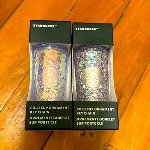 Starbucks Jeweled Cold Cup Ornament Keychain Bundle